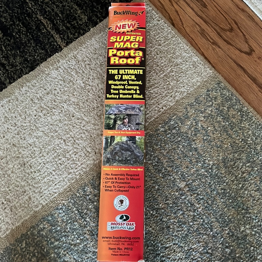 Buckwing super mag porta roof 67 inch. Never used. Tree umbrella.